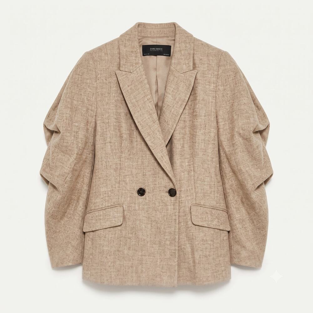 Zara Womens L Old Money Quiet Luxury Dark Academia Lambswool Tailored Blazer